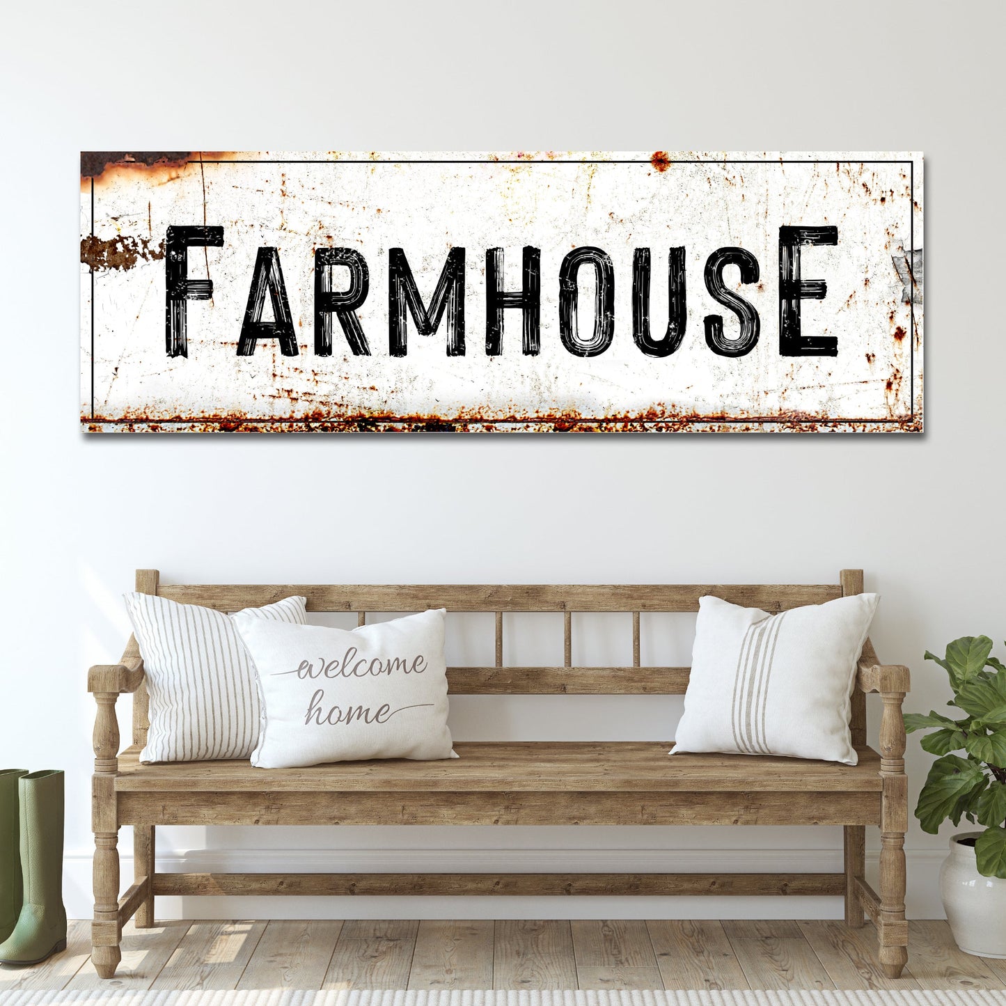 Rustic Farmhouse personalized word-art canvas sign with family name and date