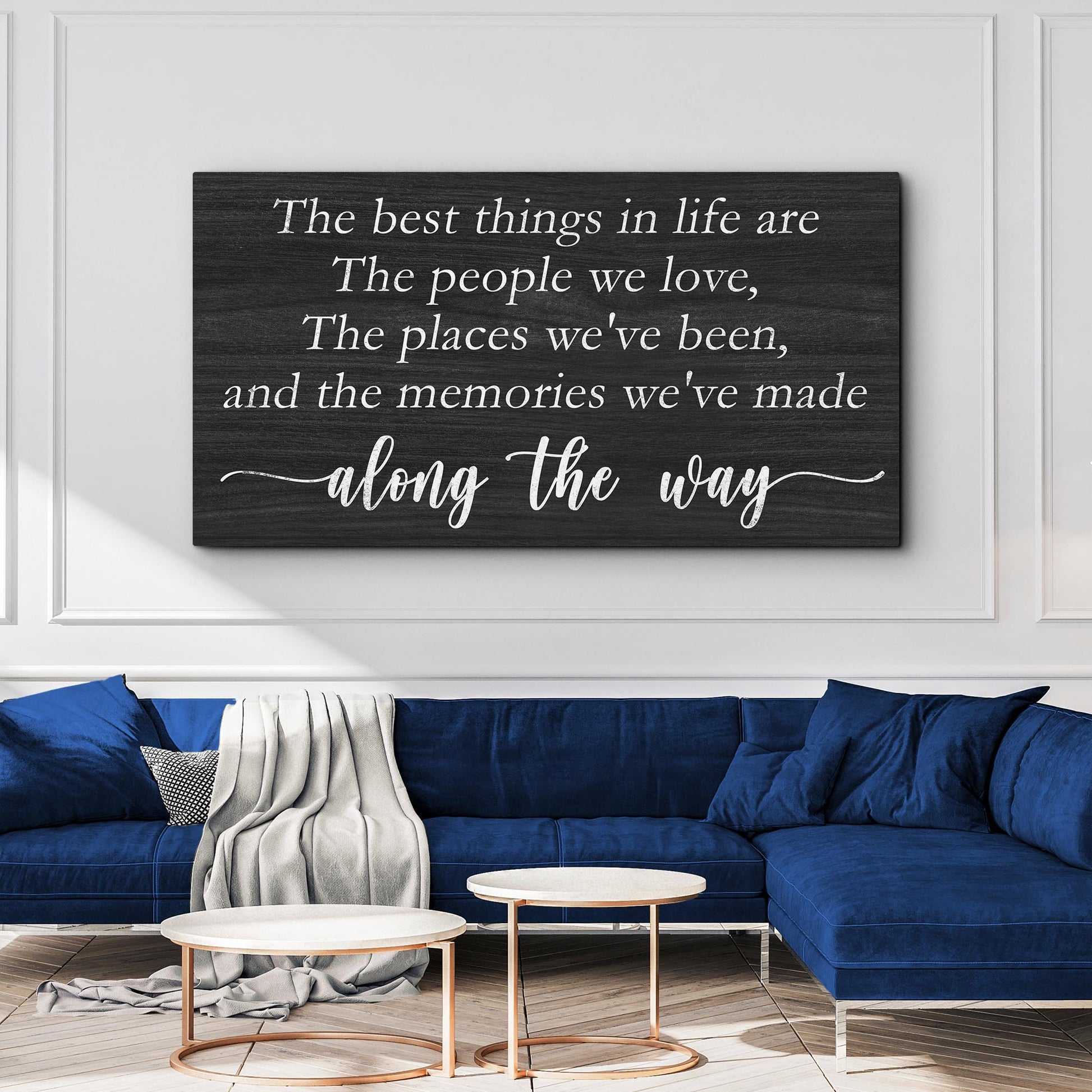 The Best Things in Life inspirational canvas wall art sign for living room