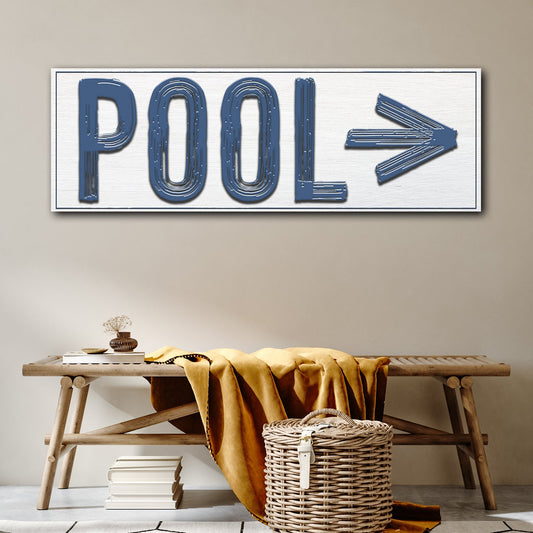 Pool arrow personalized canvas sign with coastal directional design