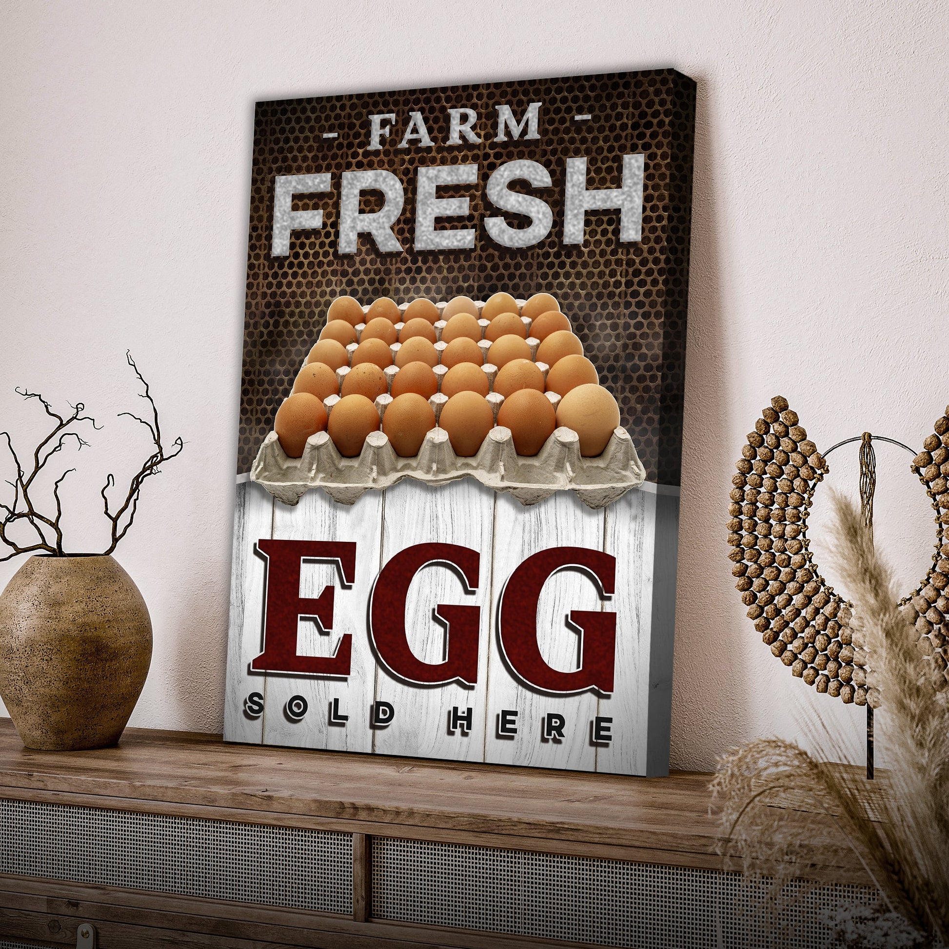 Farm fresh eggs sign canvas wall art rustic farmhouse kitchen decor