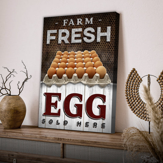 Farm fresh eggs sign canvas wall art rustic farmhouse kitchen decor