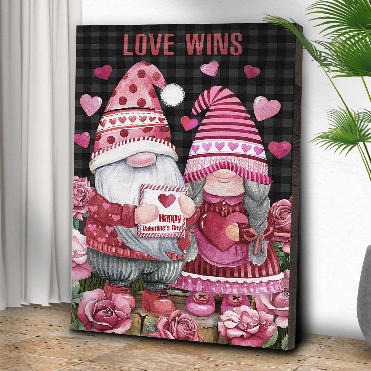 Valentine Gnomes Cute Canvas Wall Art Sign