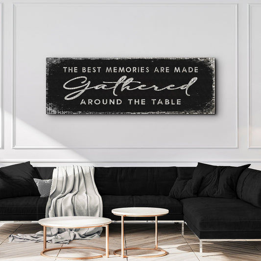 Best memories gathered around the table canvas wall art sign for dining room