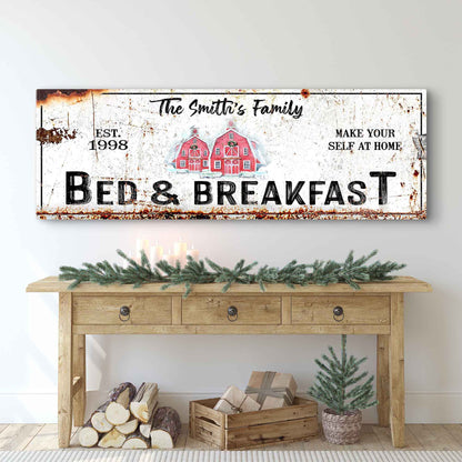 Christmas Bed and Breakfast rustic holiday canvas wall sign