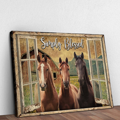 Simply Blessed Three Horses canvas shown in a styled room setting, view 3