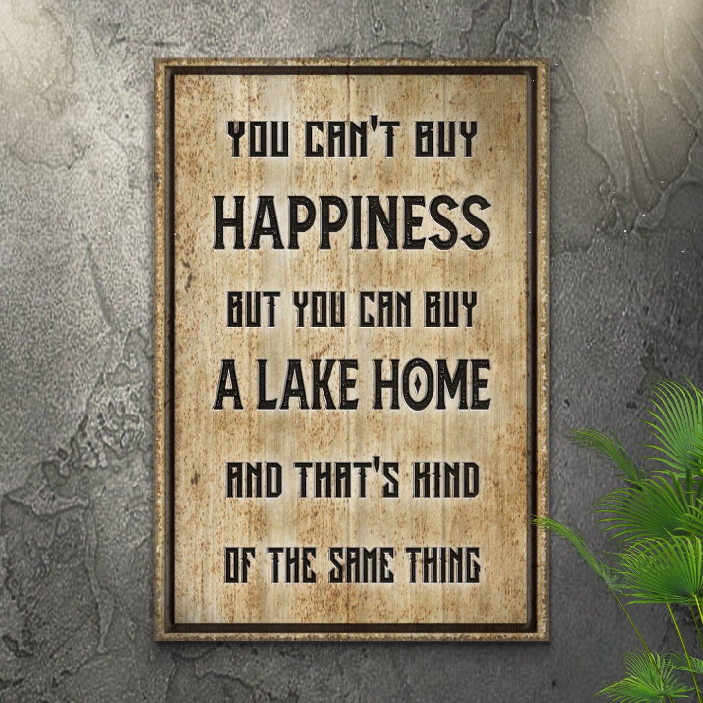 Lake home canvas wall art with rustic typography, ready to hang lake house decor