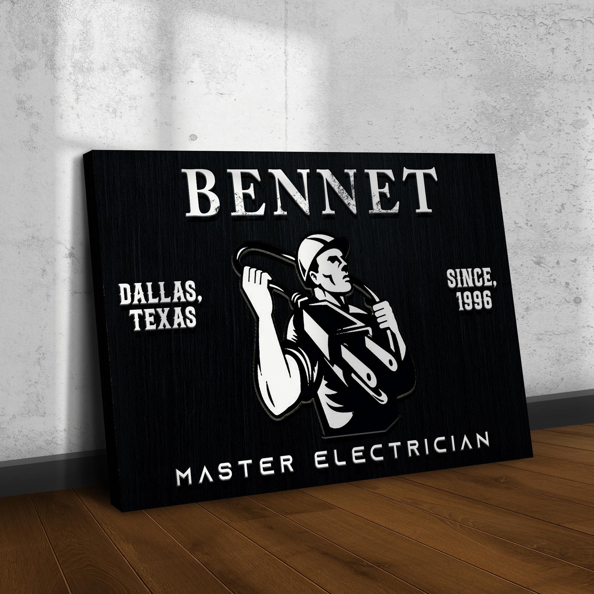 Master Electrician canvas sign — occupational wall art for electricians, gallery-wrapped