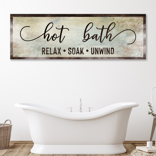 Hot Bath rustic word-art canvas sign for the bathroom