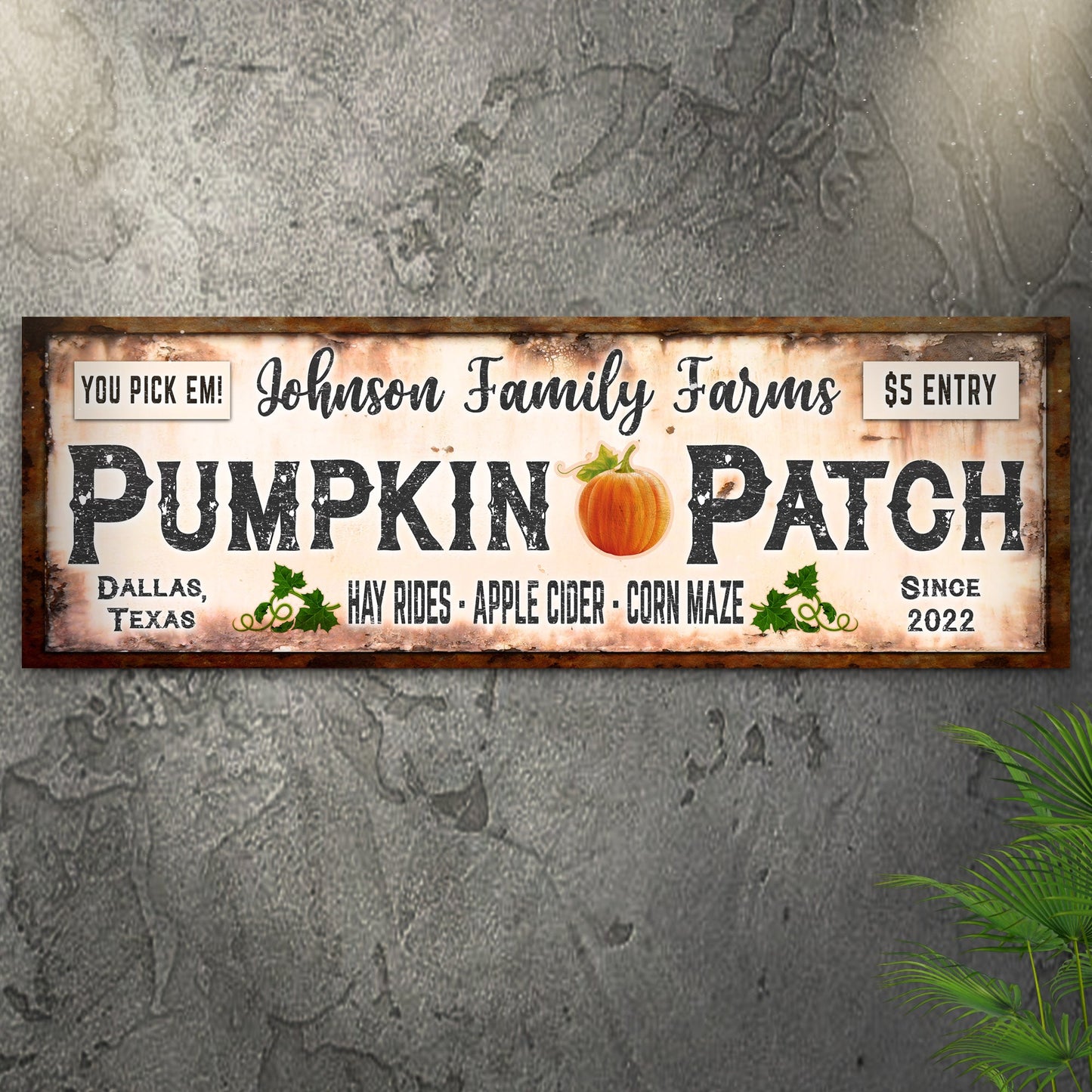 Family Farms Pumpkin Patch Canvas Wall Art Sign