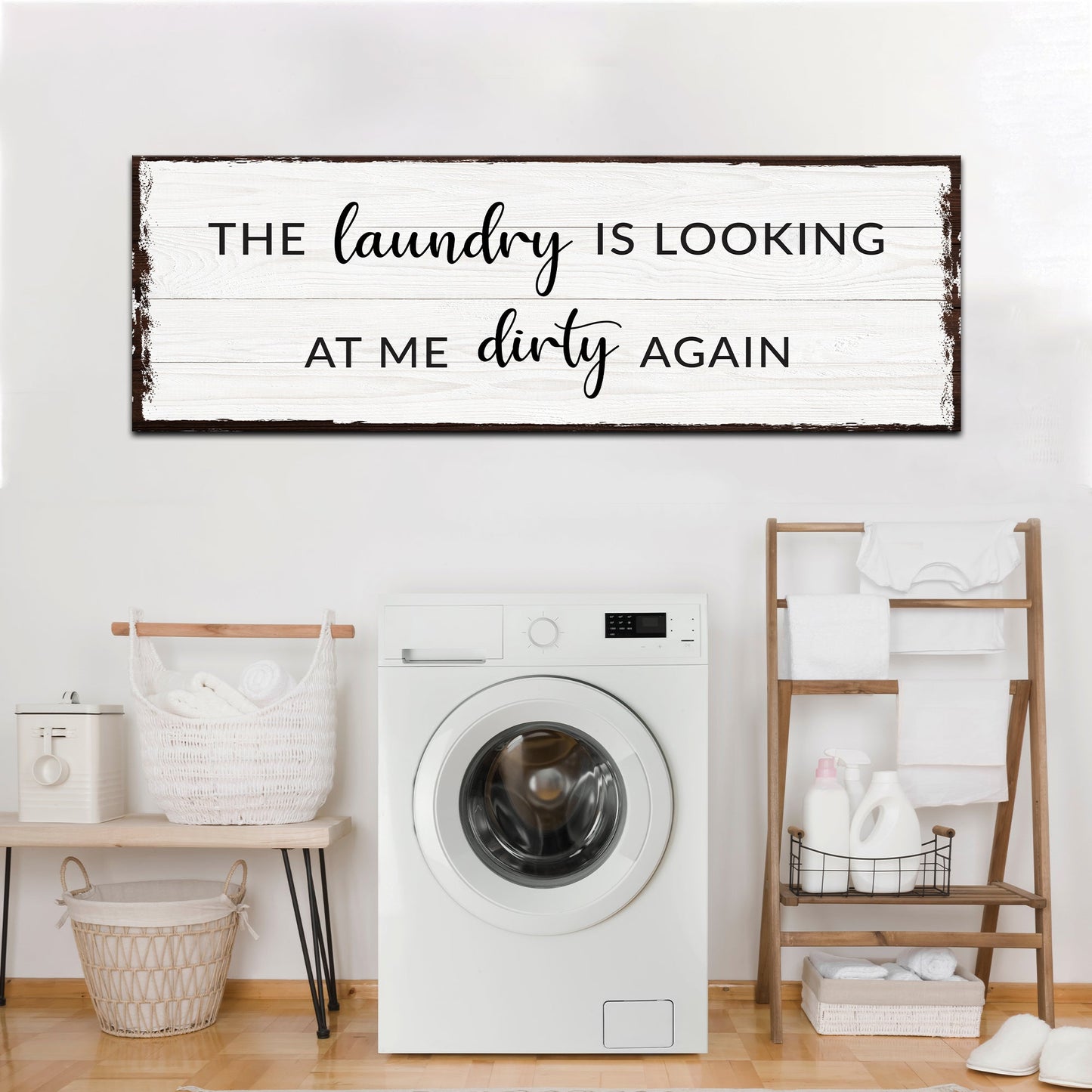 Dirty Laundry personalized rustic canvas sign for laundry room