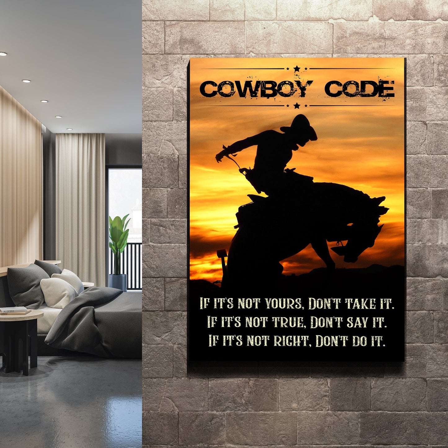 Cowboy Code Western Canvas Wall Art