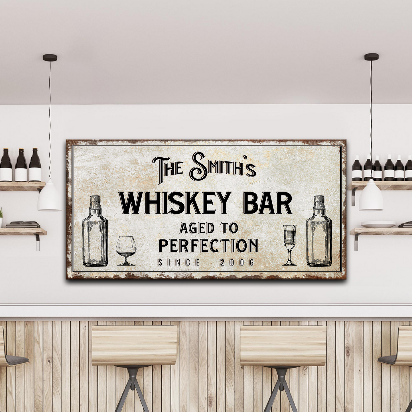 Personalized Whiskey Bar Canvas Sign