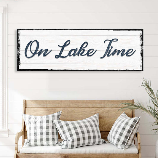 On Lake Time Personalized Canvas Sign