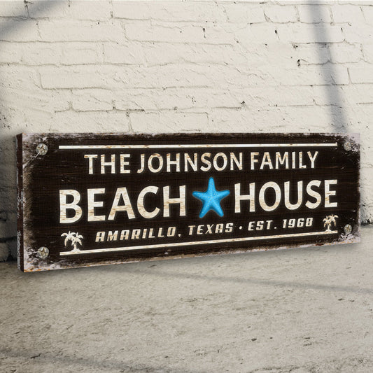 Family Beach House Canvas Sign III