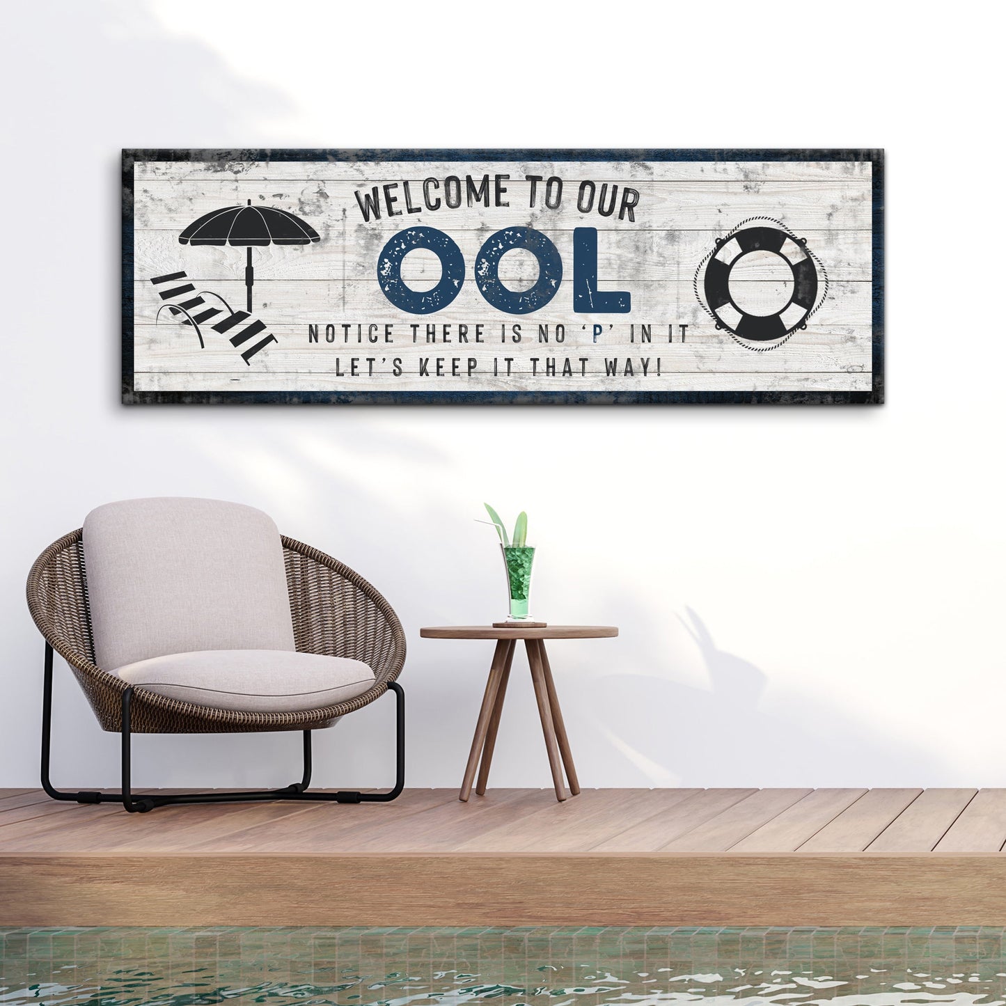 Welcome To Our Pool Canvas Sign II