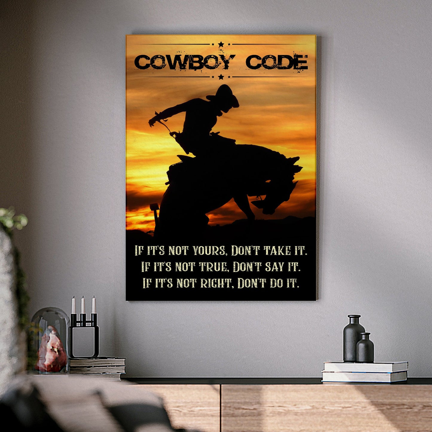 Cowboy Code Western Canvas Wall Art