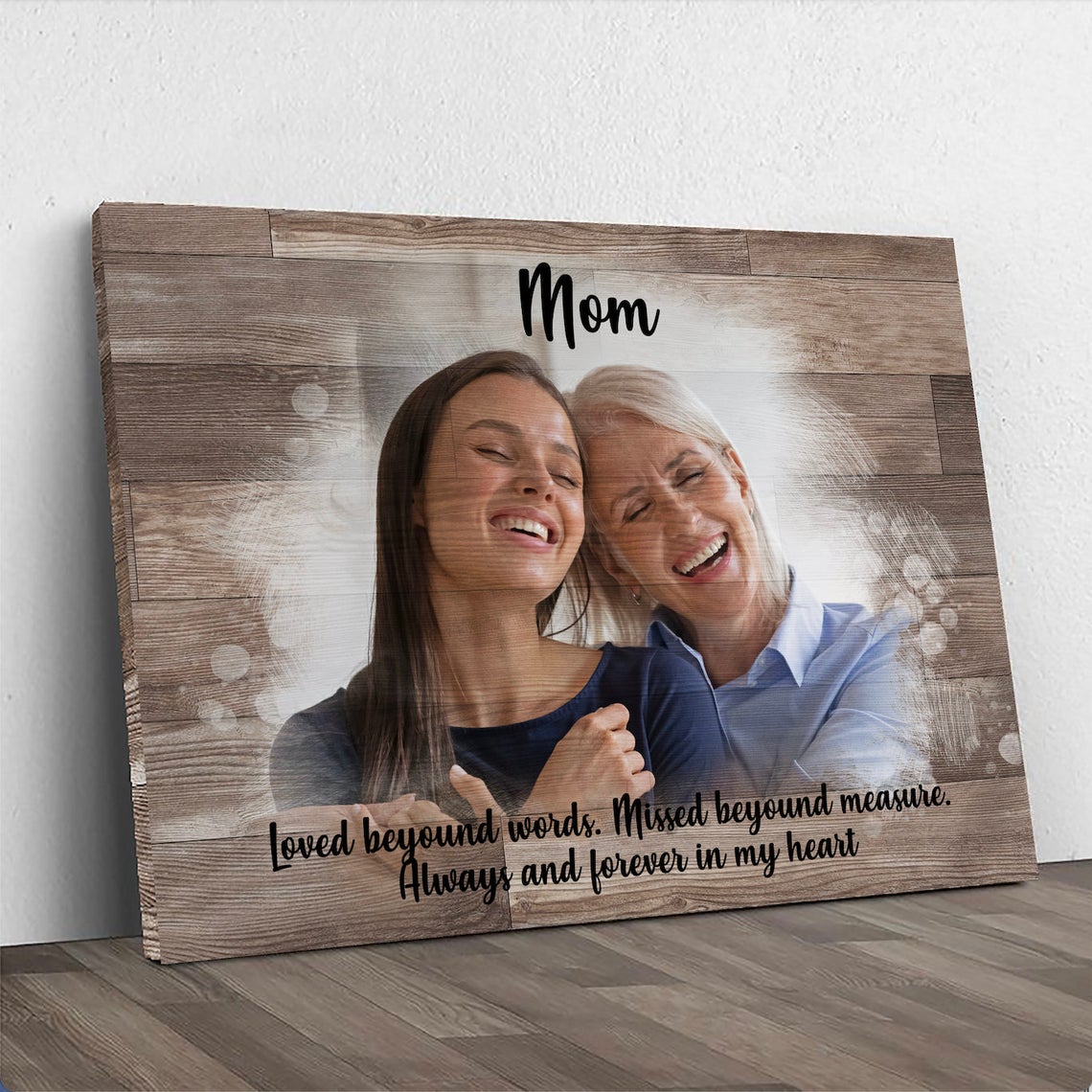 A Mother's Memory personalized rustic keepsake canvas sign