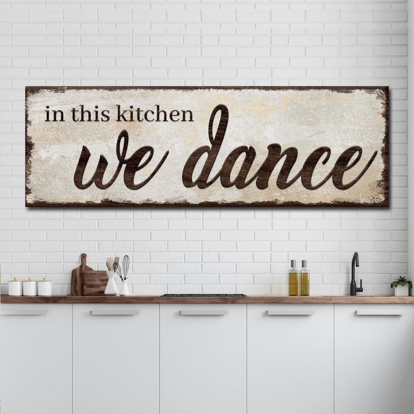 In This Kitchen We Dance Canvas Wall Art Sign