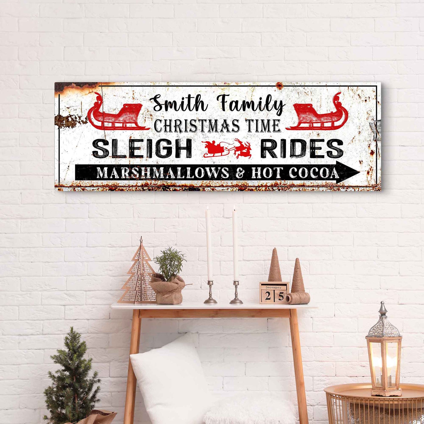 Christmas Sleigh Rides Canvas Sign