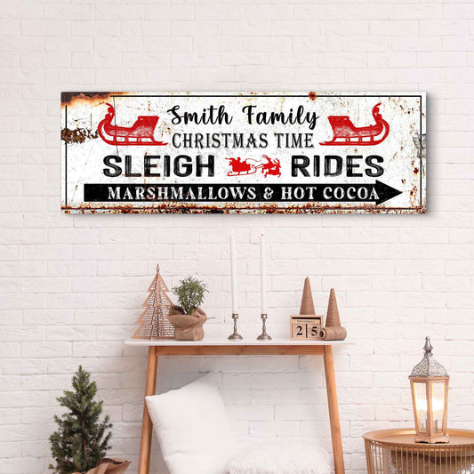 Christmas Sleigh Rides Canvas Sign