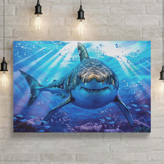 Great White Shark Underwater Canvas Wall Art