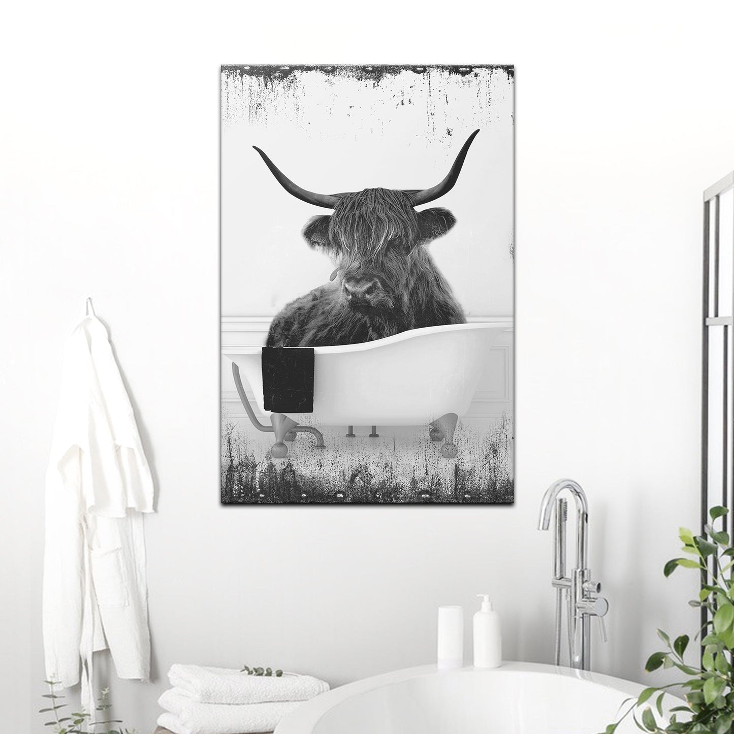 Highland Cattle Bath Canvas Wall Art