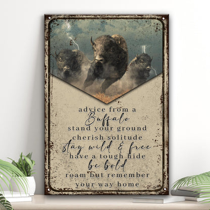 Advice From A Buffalo Canvas Sign