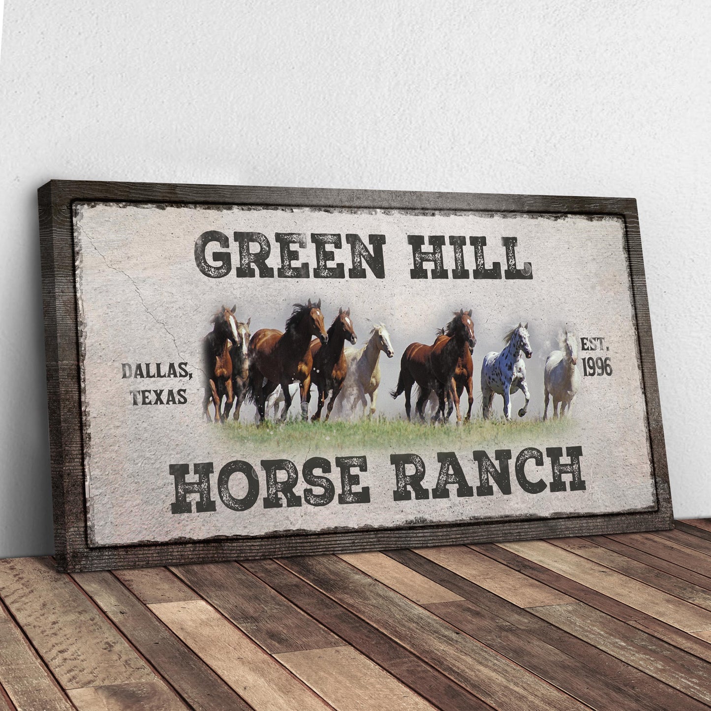 Family Horse Ranch Personalized Canvas Sign V