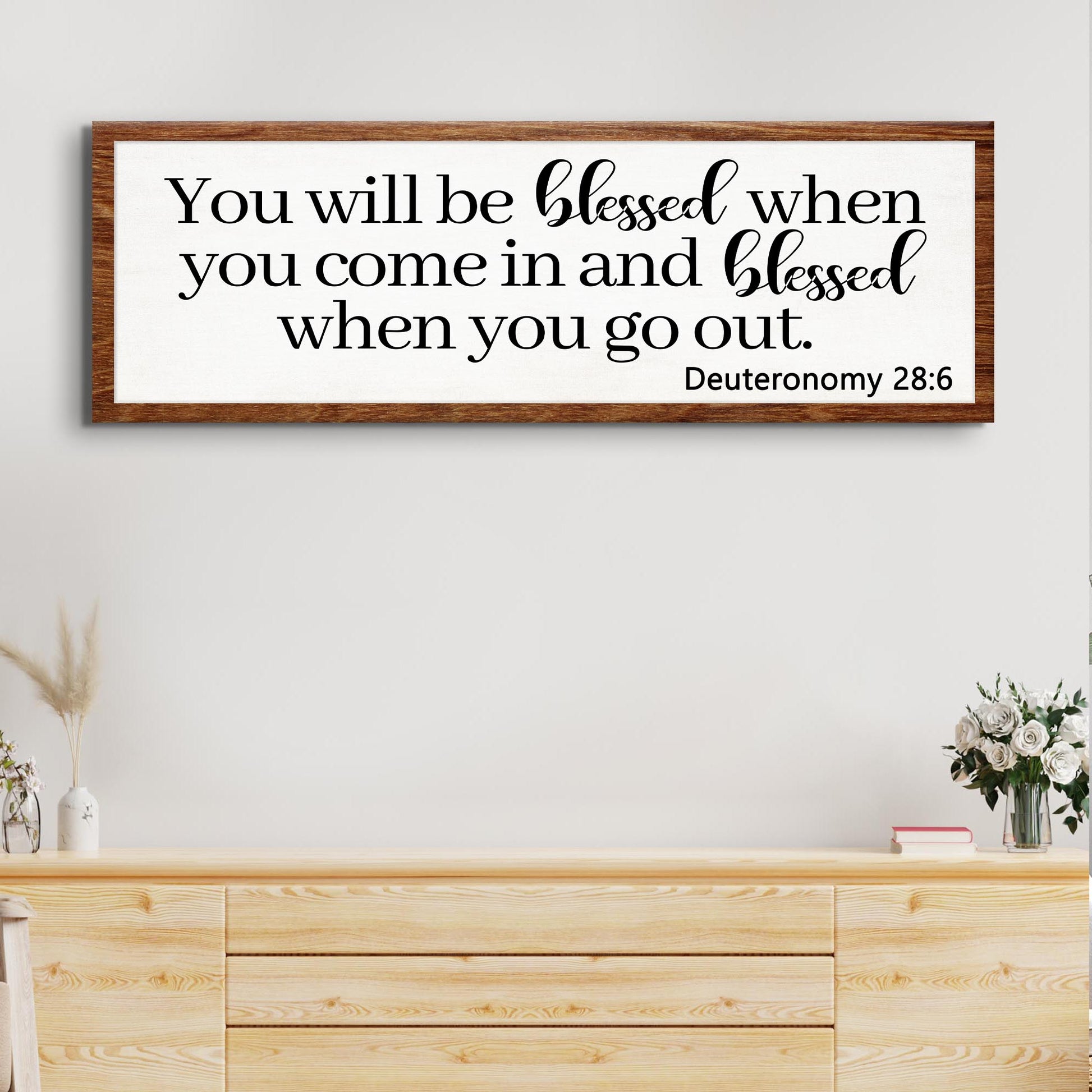 Deuteronomy 28:6 blessed coming and going scripture canvas wall art entryway faith decor