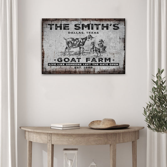 Goat Farm canvas wall art sign for homestead barn and farmhouse living room decor