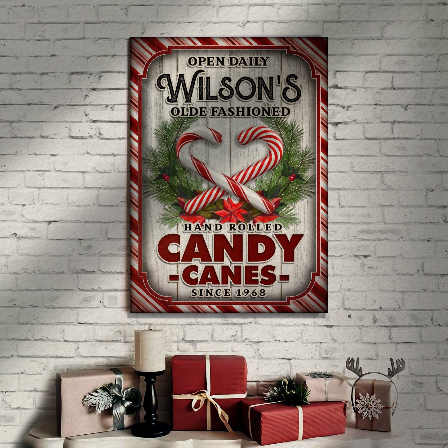 Olde Fashioned Candy Canes Vintage Christmas Canvas