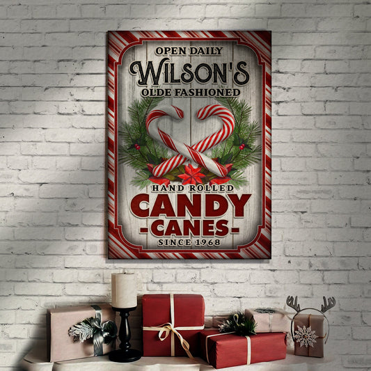 Olde Fashioned Candy Canes Vintage Christmas Canvas