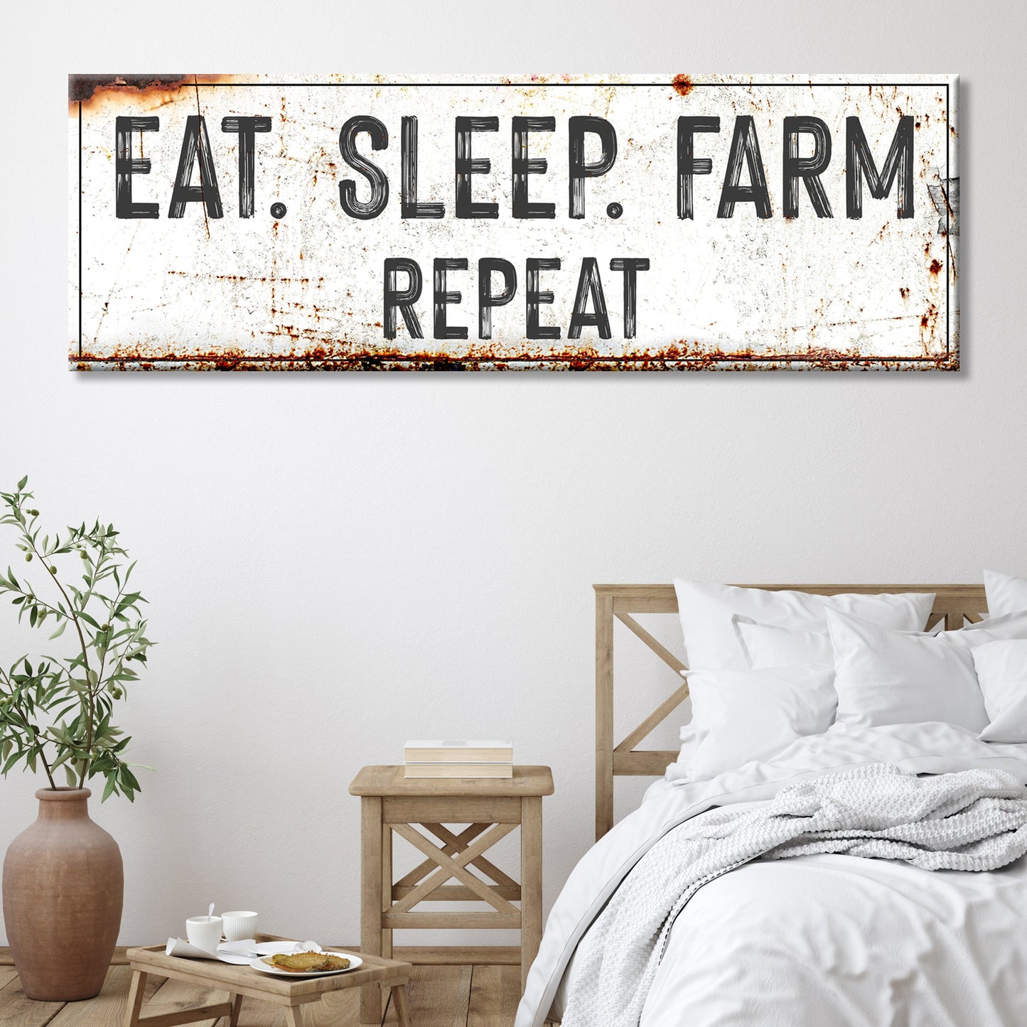 Eat Sleep Farm Repeat Canvas Sign