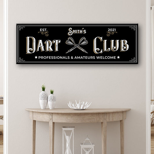 Personalized Dart Club Canvas Sign II