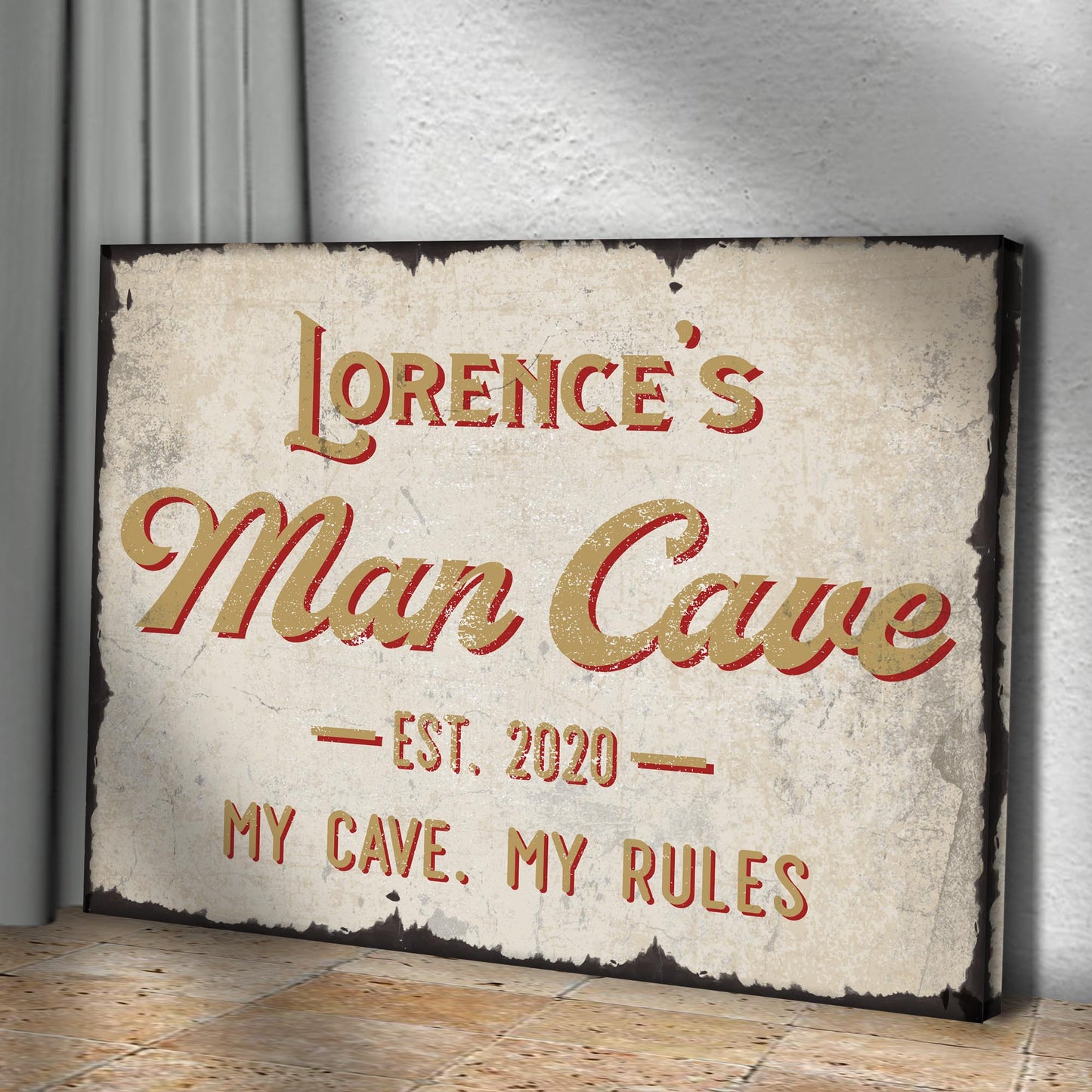 My Cave My Rules Man Cave Canvas Sign