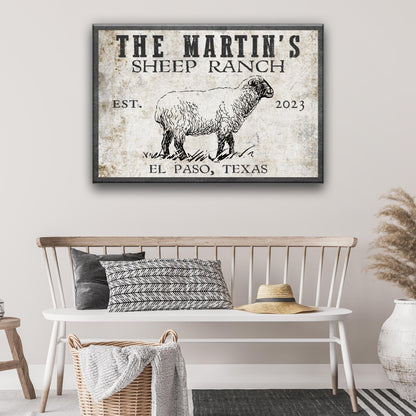 Sheep ranch canvas wall art with bold black-and-white sheep ranch design for farmhouse decor