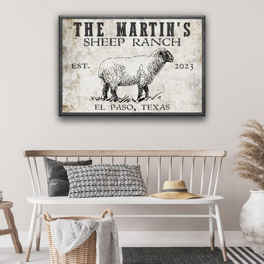 Sheep ranch canvas wall art with bold black-and-white sheep ranch design for farmhouse decor