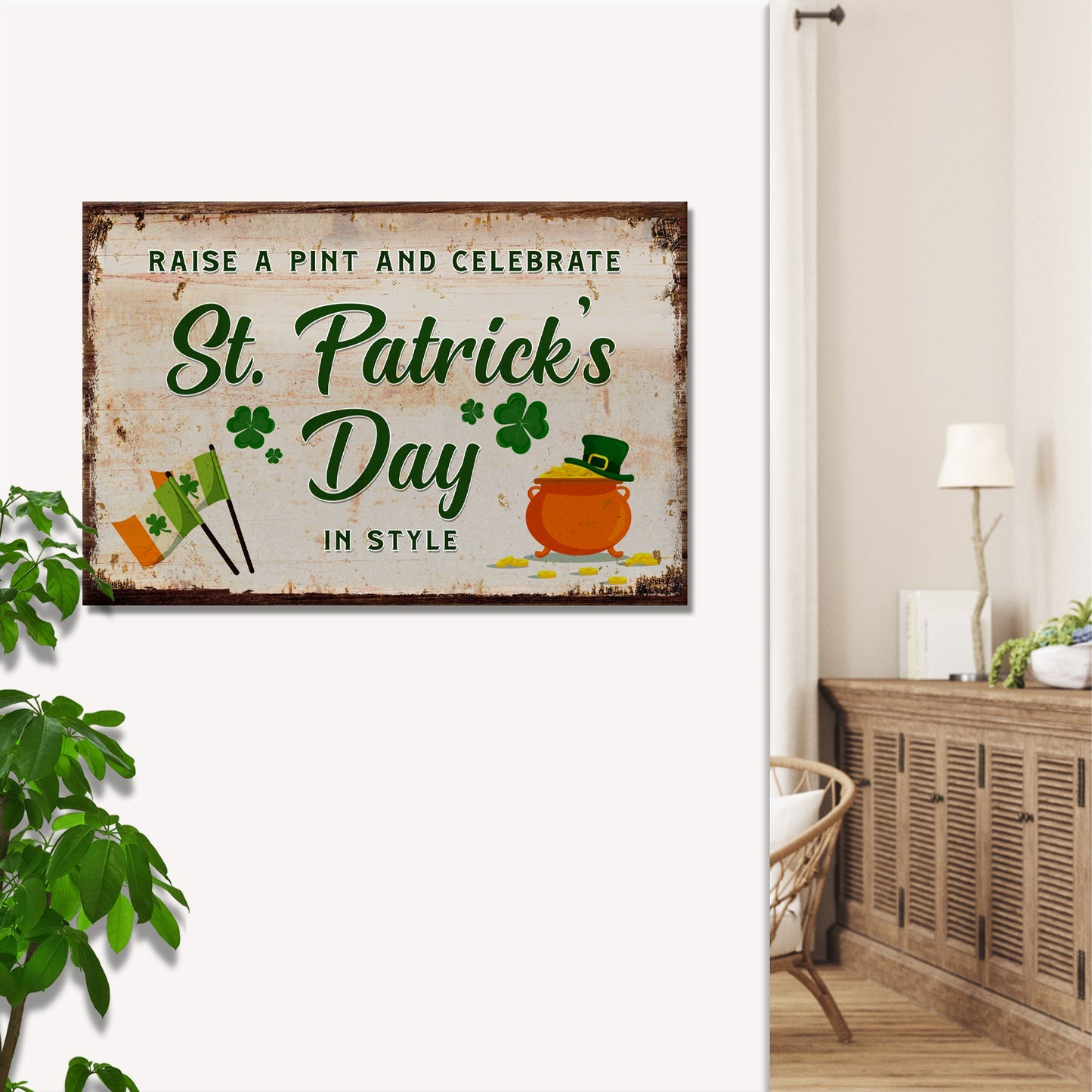 Raise a Pint St. Patricks Day Canvas Wall Art