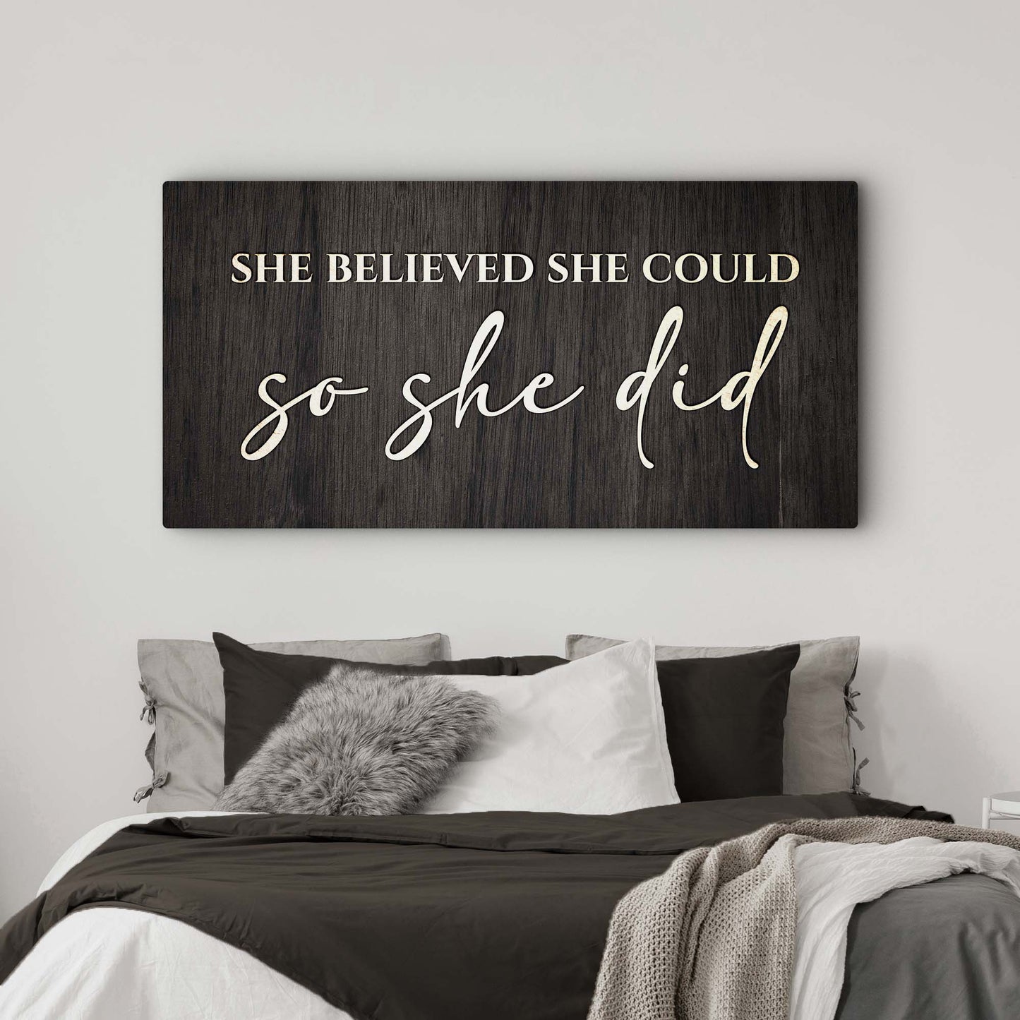 She Believed She Could So She Did Motivational Canvas