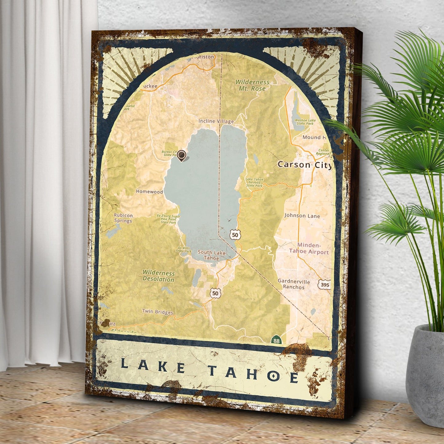 Personalized Lake Map Canvas Sign