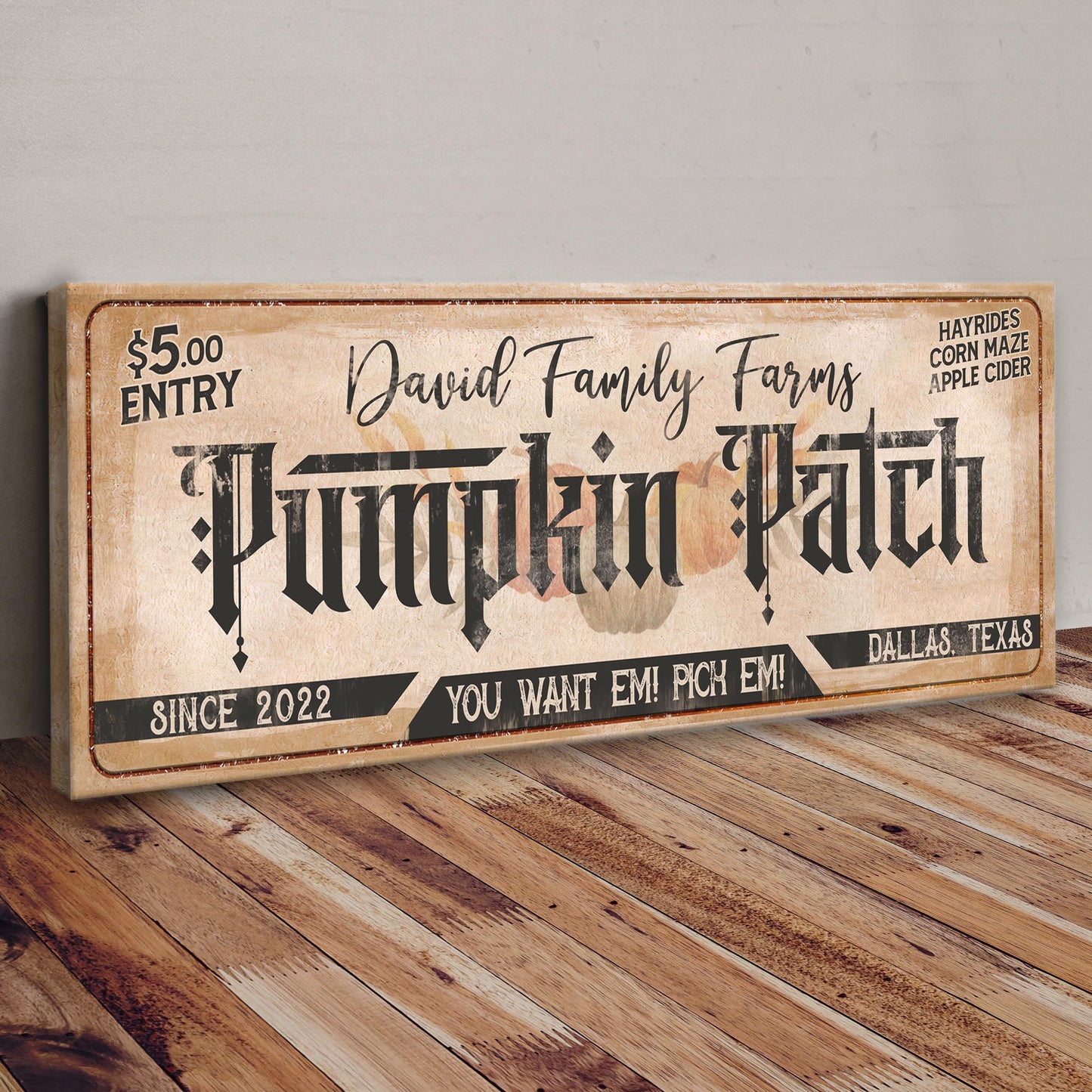Family Farms Pumpkin Patch Canvas Wall Art Sign II