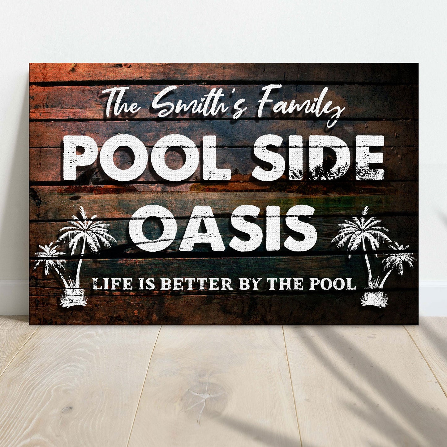 Poolside Oasis Personalized Canvas Sign