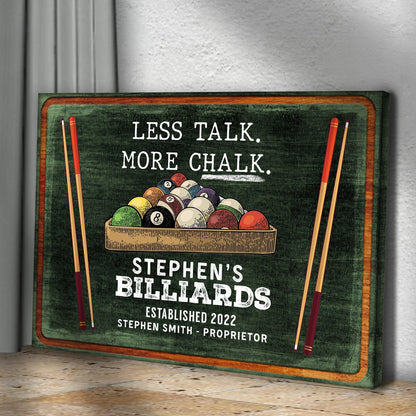 Less Talk More Chalk Billiards Canvas Sign II