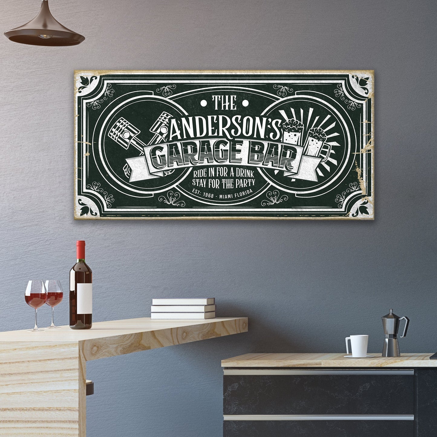 Garage Bar Victorian Vintage Canvas Wall Art Sign
