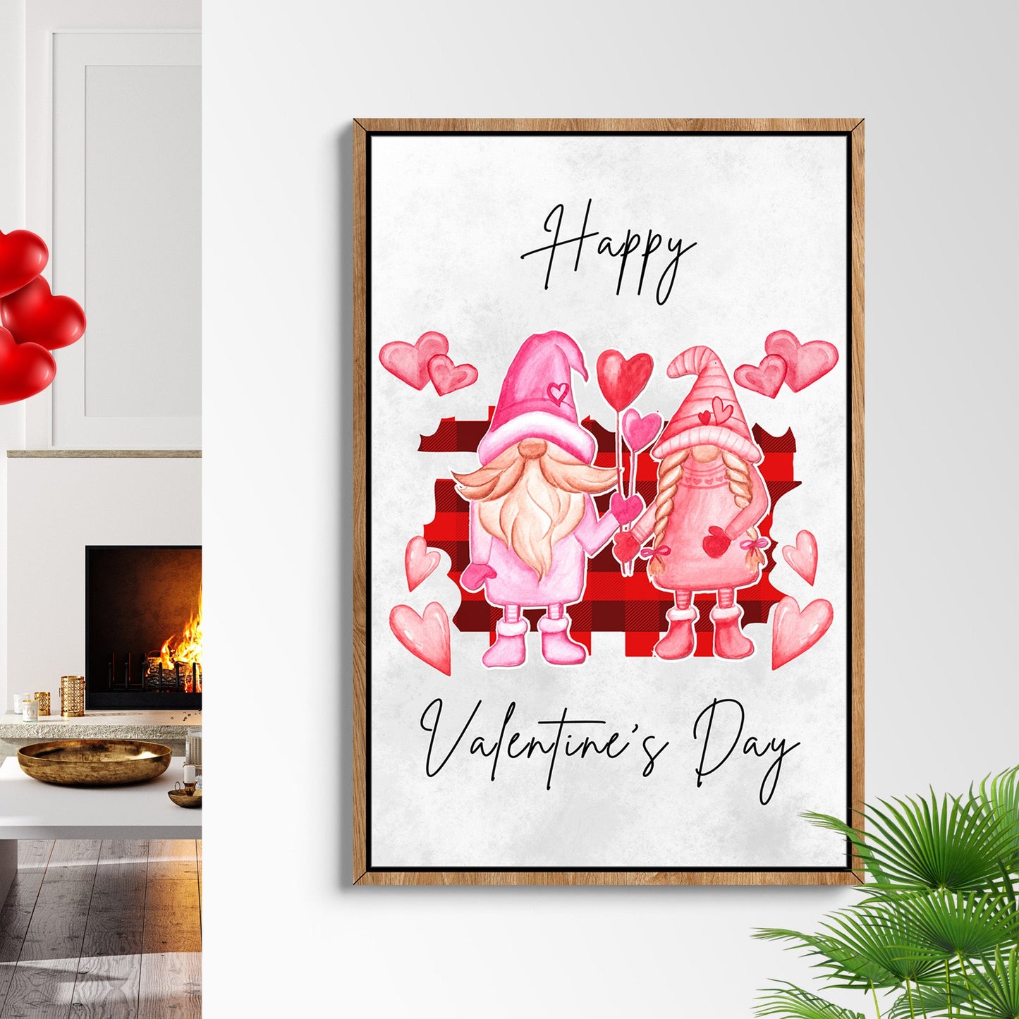 Valentine's Day Gnomes Canvas Wall Art