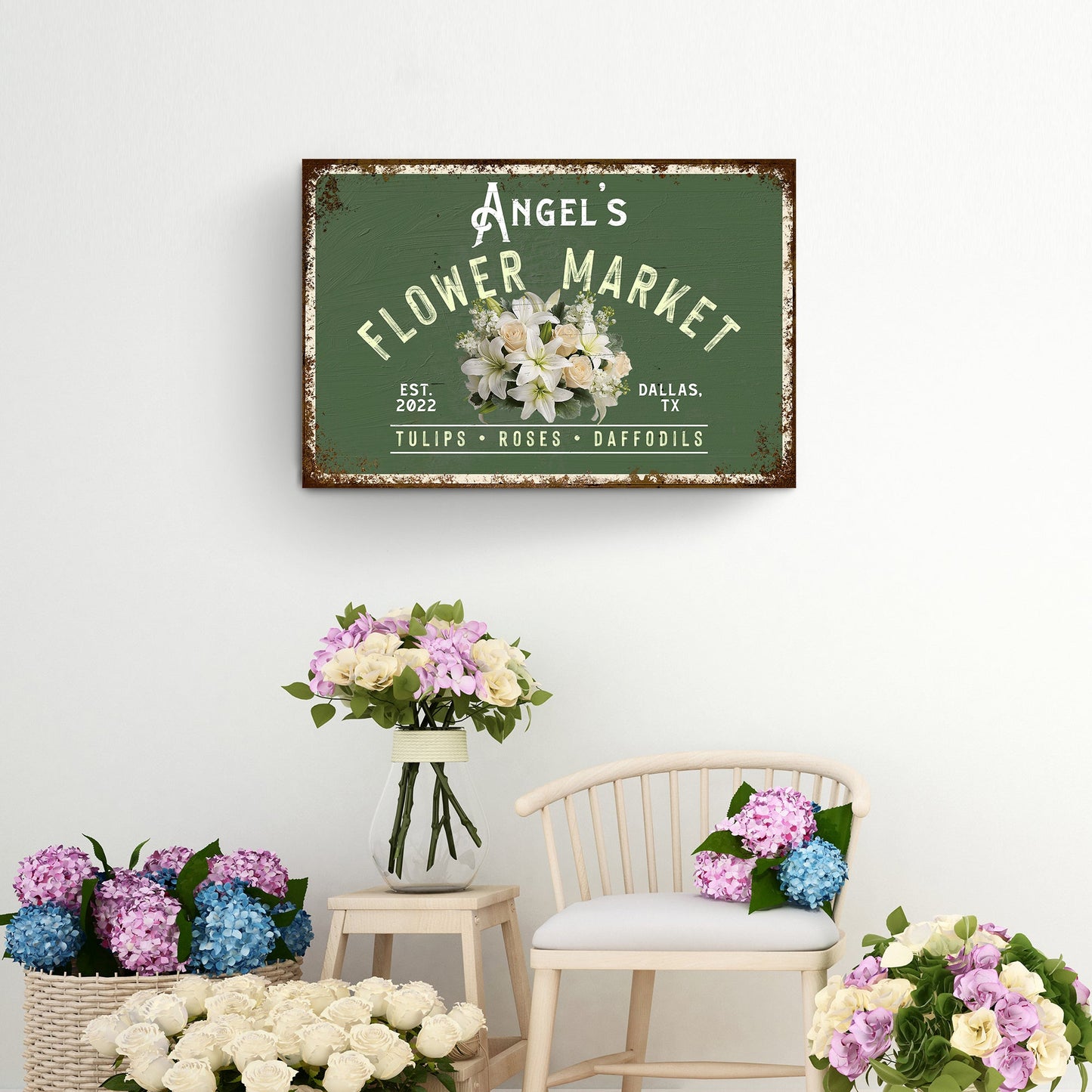 Flower Shop Canvas Wall Art Sign