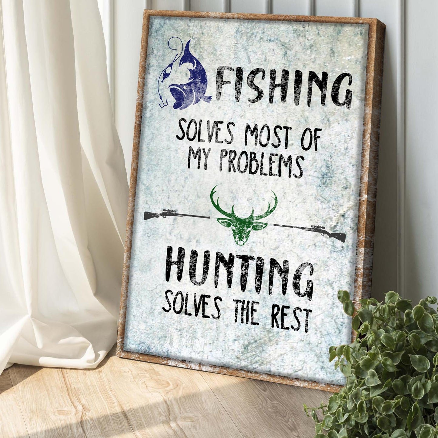 Fishing And Hunting Personalized Canvas Sign