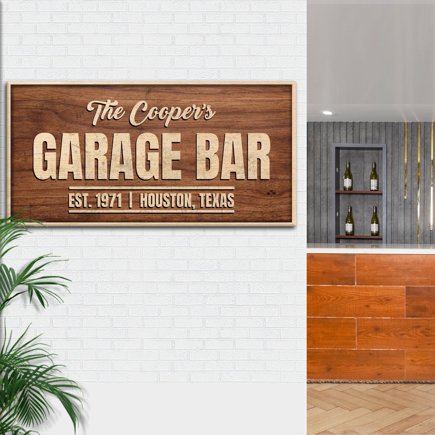 Rustic Garage Bar Canvas Wall Art Sign