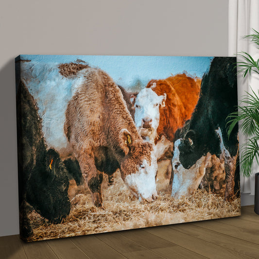 Hereford Cattle Family Canvas Wall Art