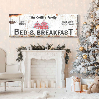 Christmas Bed And Breakfast Canvas Sign